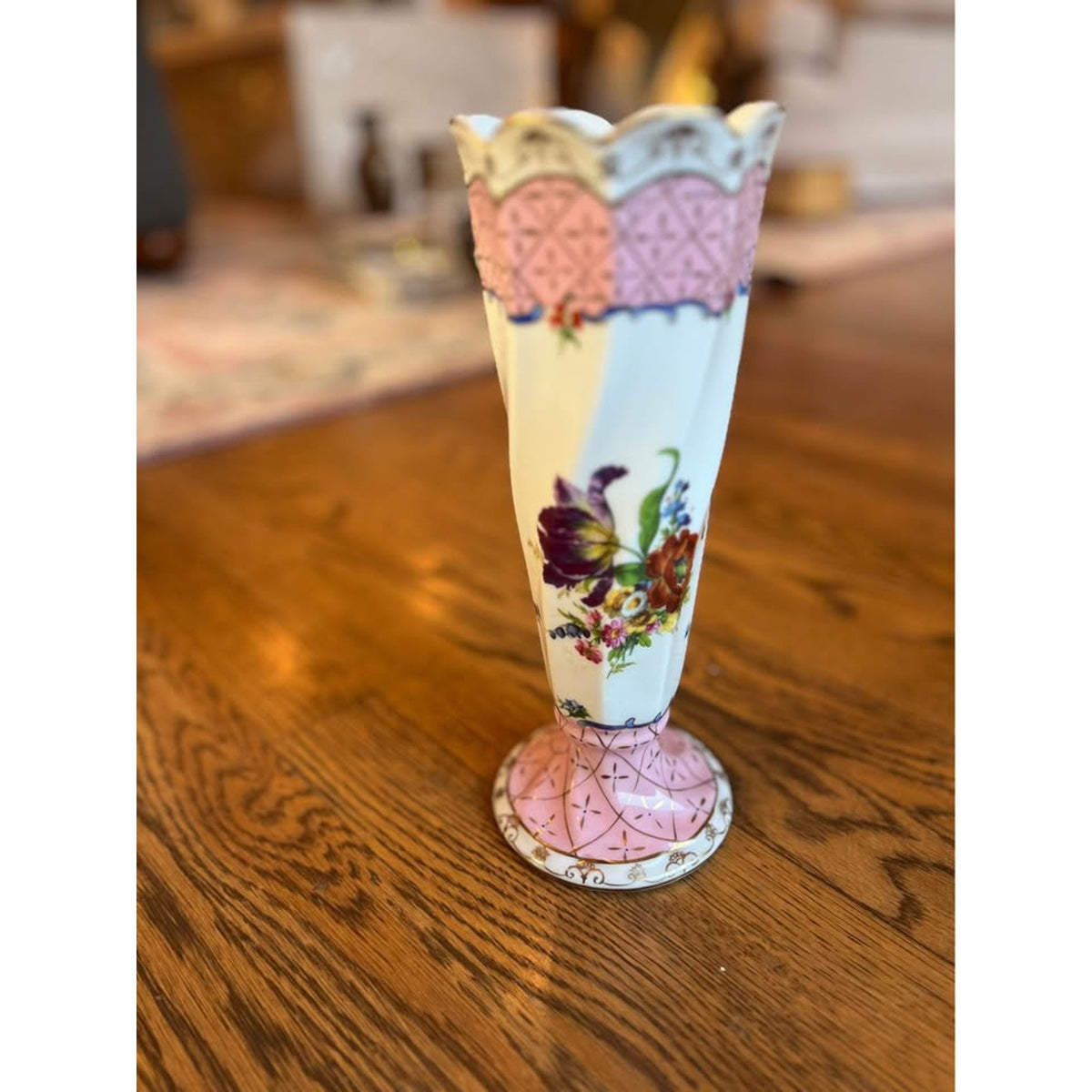 Vintage Hand Painted Floral Bud Vase