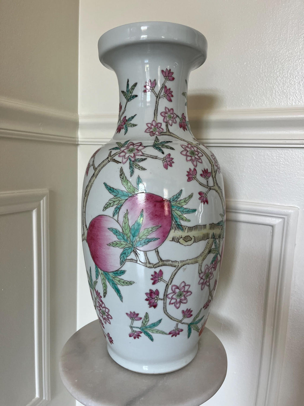 Chinese Pink Peach Blossom Porcelain Vase 18 inches Large