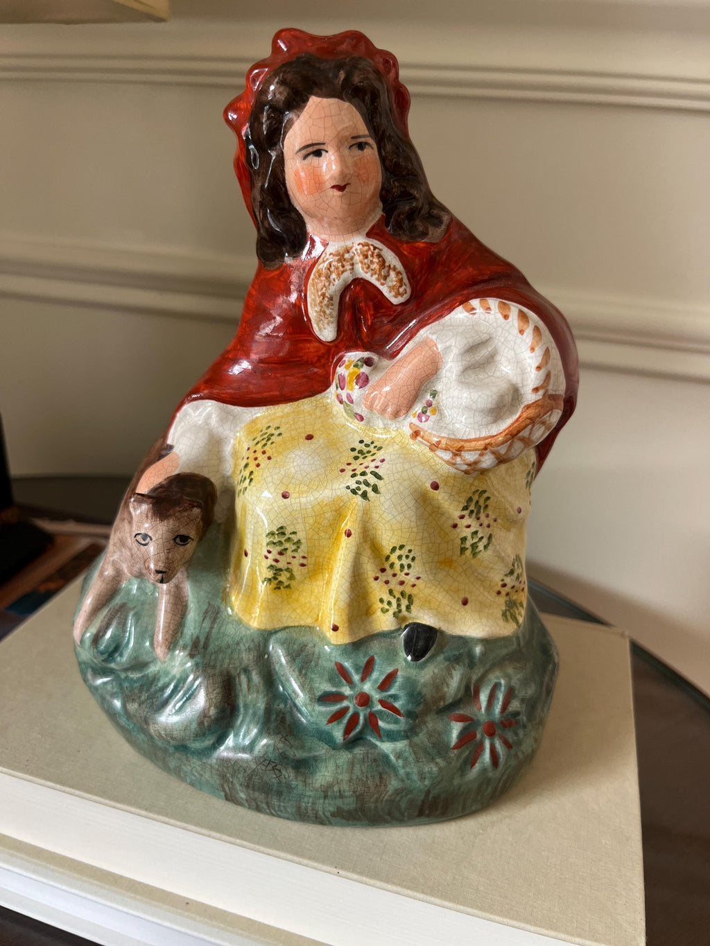 Vintage Staffordshire Style Little Red Riding Hood Ceramic Figurine