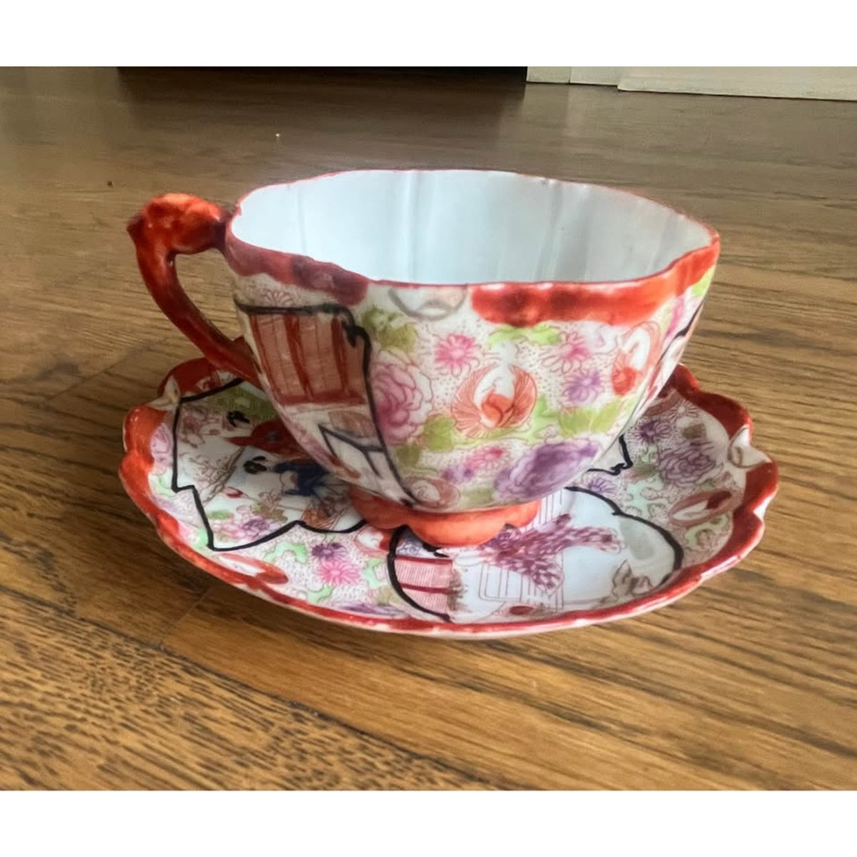 Vintage Japanese Kutani  Geisha Girl Porcelain Cup & Saucer Set