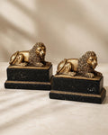Pair of Vintage Borghese Gold Lion Bookends