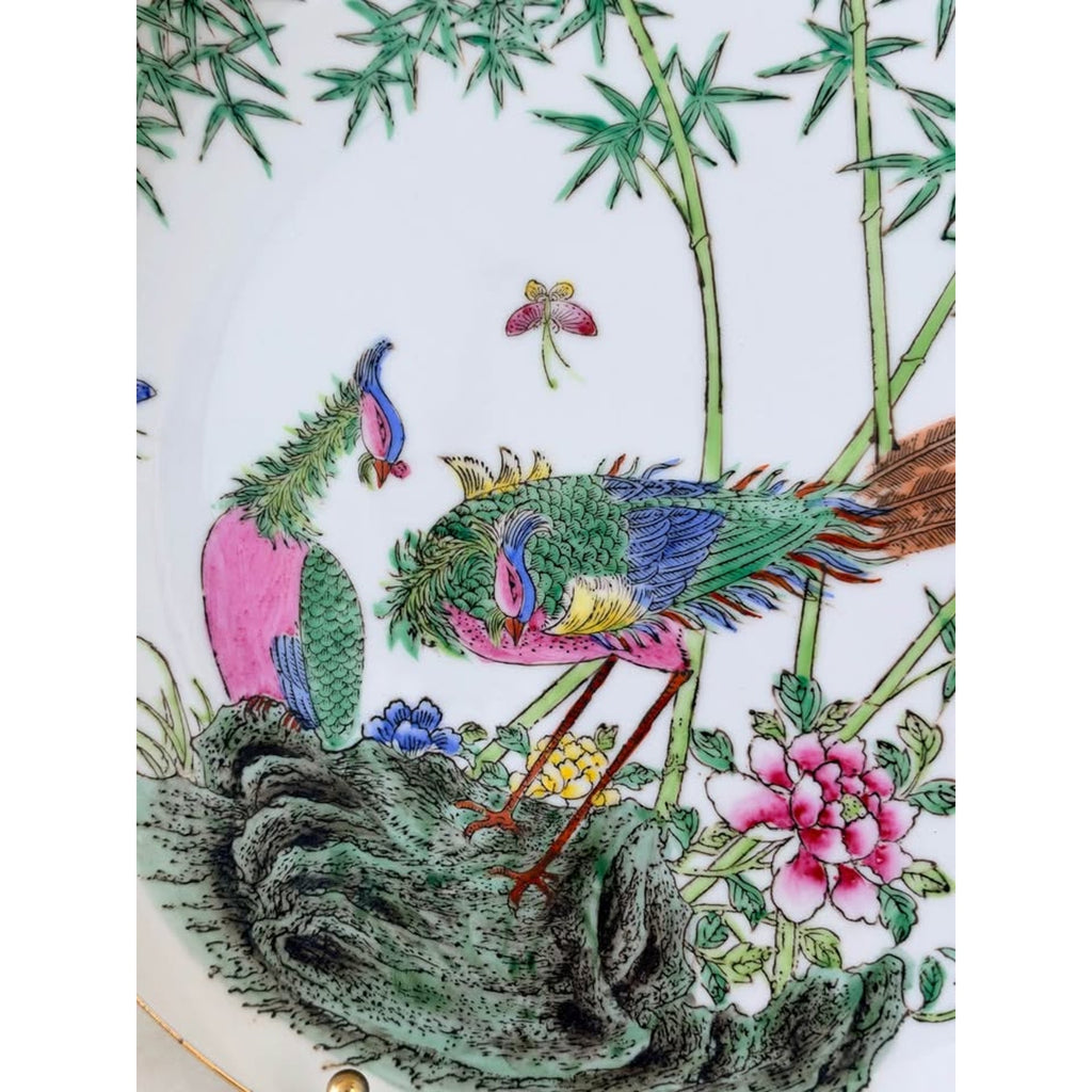 Vintage Chinese Famille Rose Porcelain Bird Motif Plate 10 inch