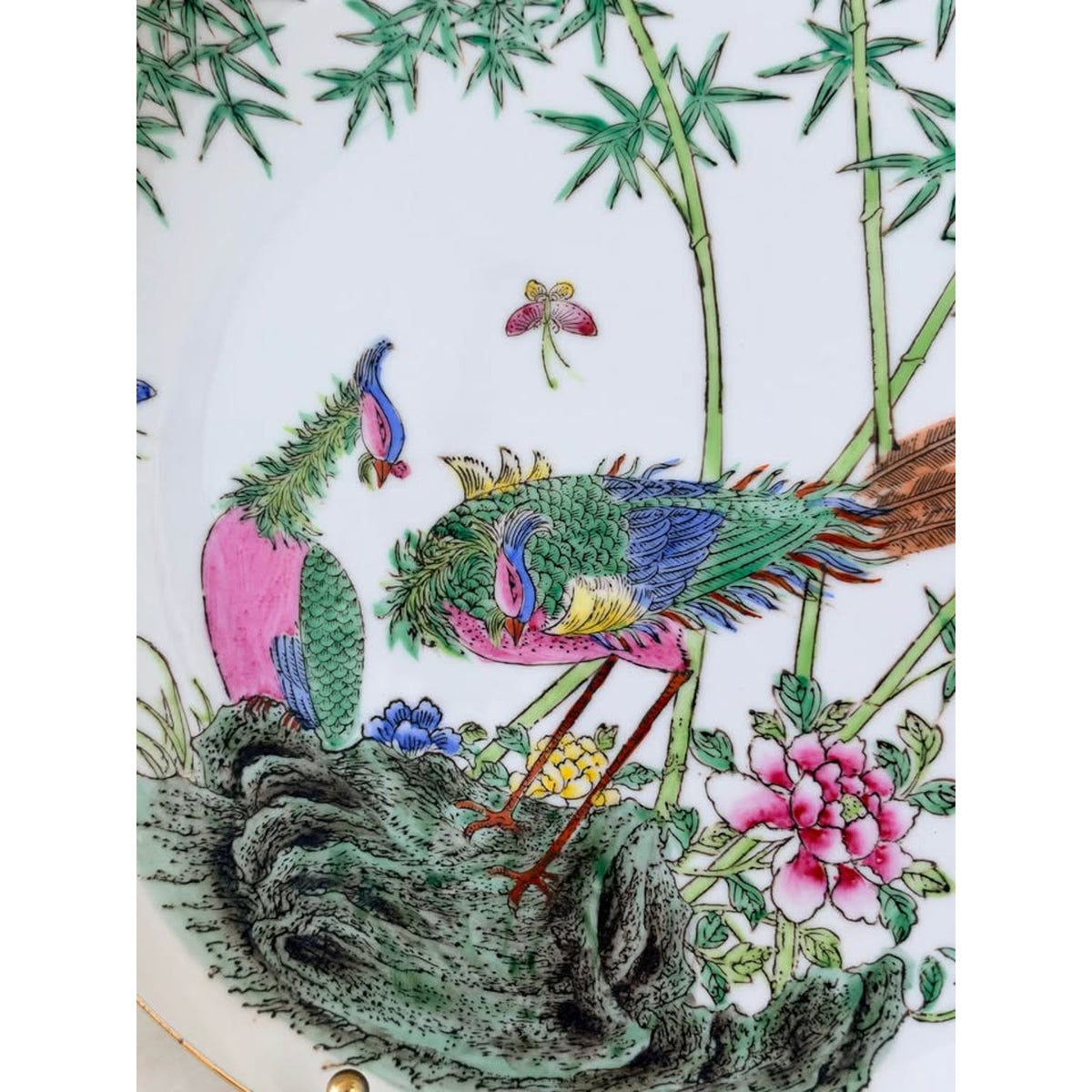 Vintage Chinese Famille Rose Porcelain Bird Motif Plate 10 inch