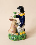 Vintage Staffordshire Style Boy & Rabbit Ceramic Figurine