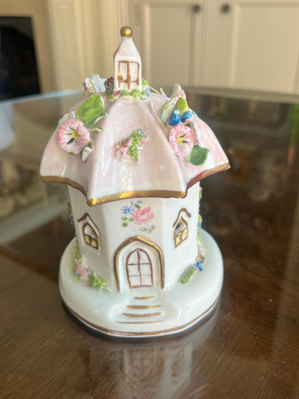Vintage Staffordshire-Style Porcelain Cottage Pastille Burner