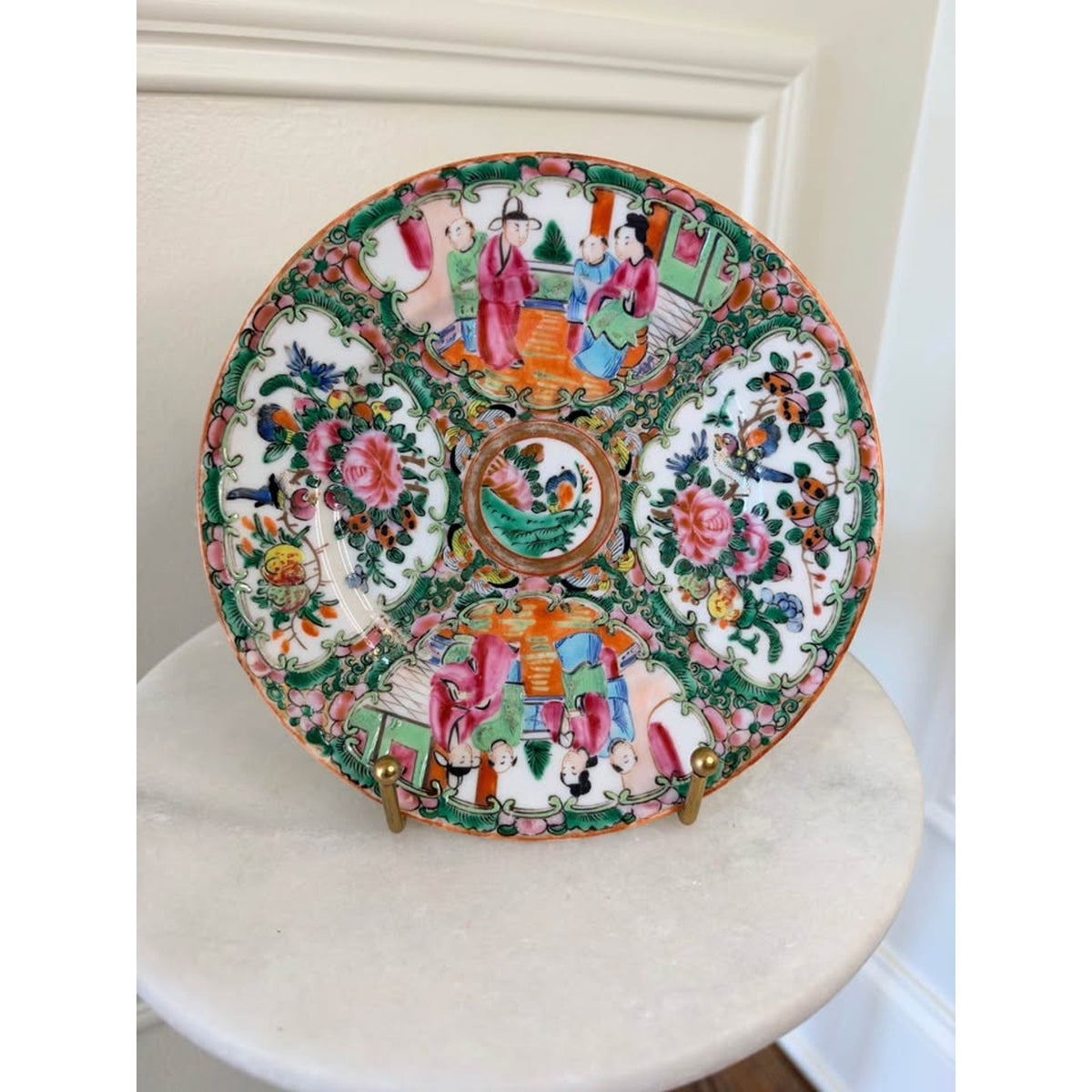 Chinese Export Famille Rose Medallion Porcelain Plate Pair 7" $100 a pair