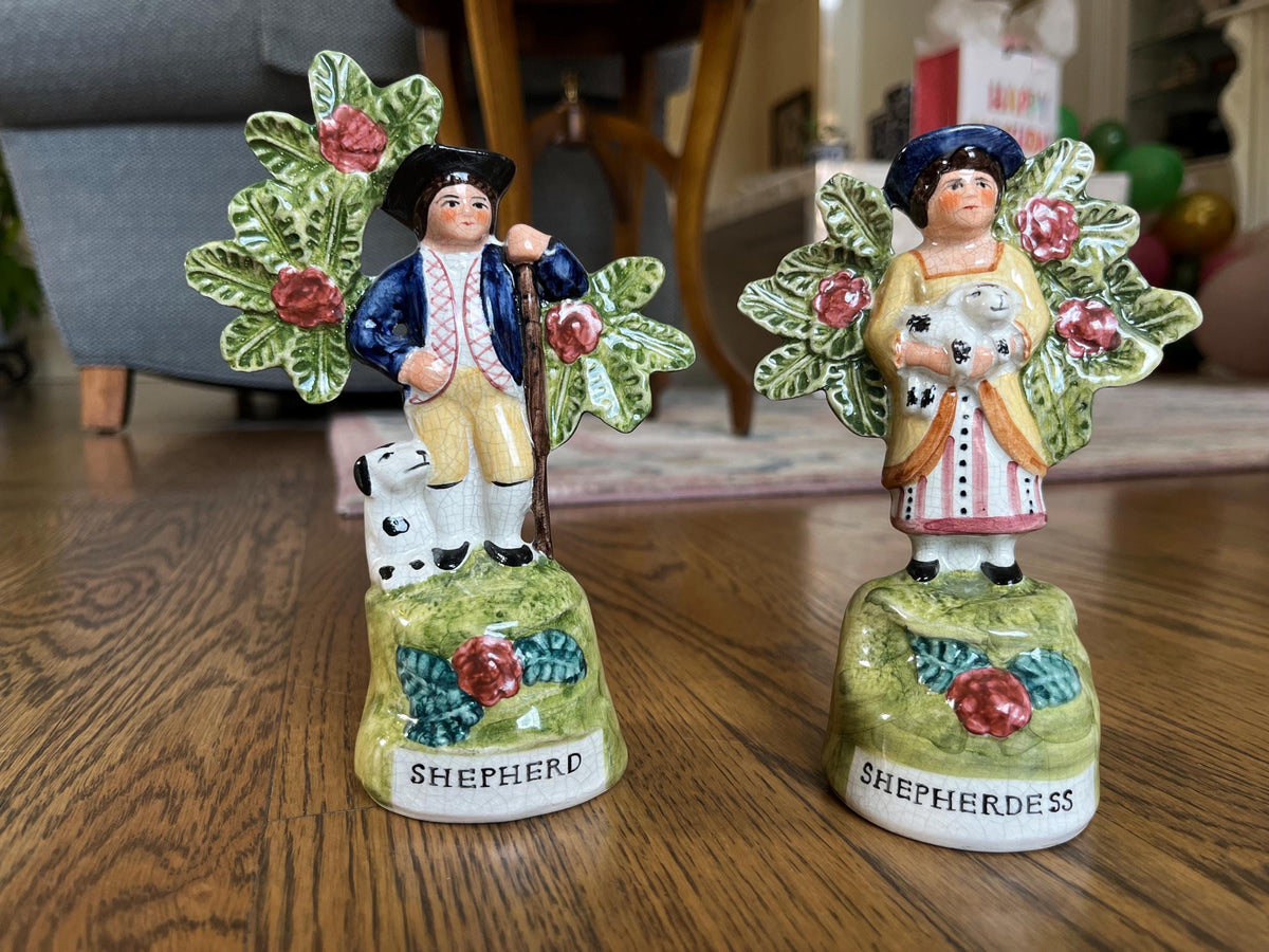 Charming Vintage Staffordshire Shepherd & Shepherdess Pair