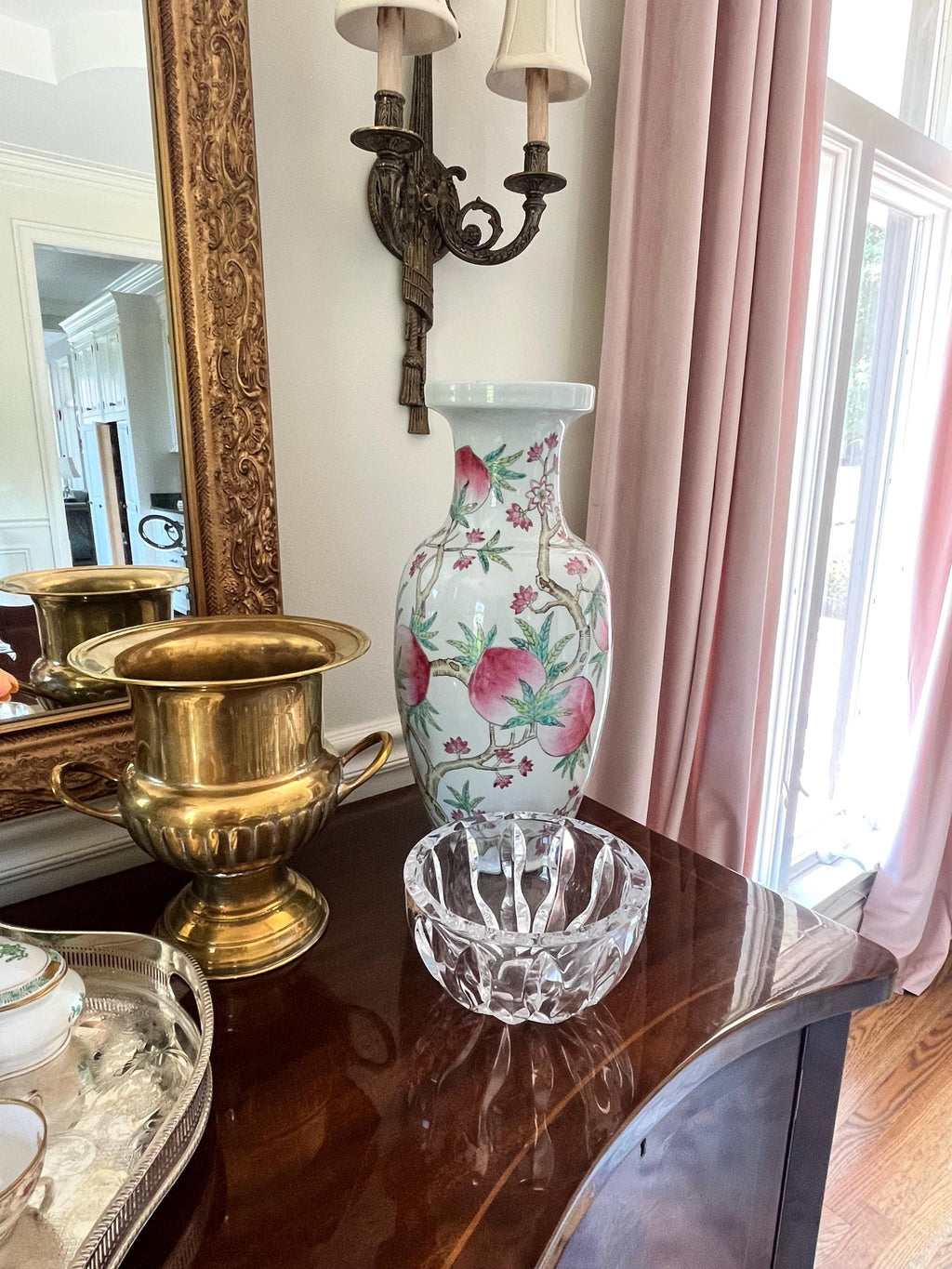 Chinese Pink Peach Blossom Porcelain Vase 18 inches Large