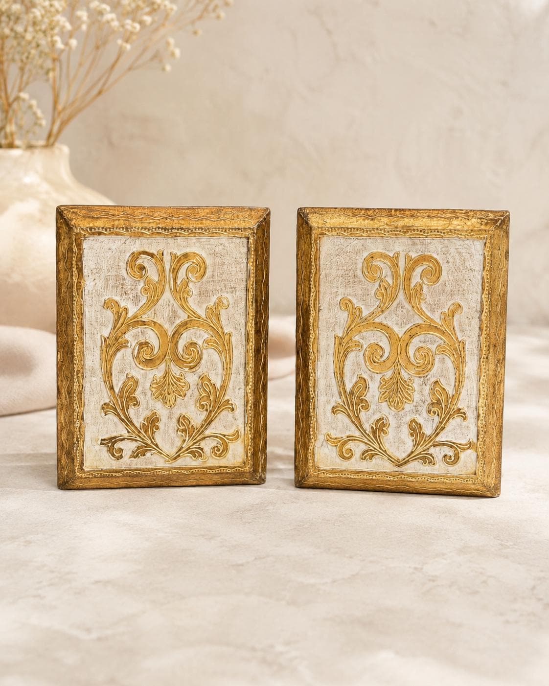 Pair Italian Florentine Gilt Wood Bookends
