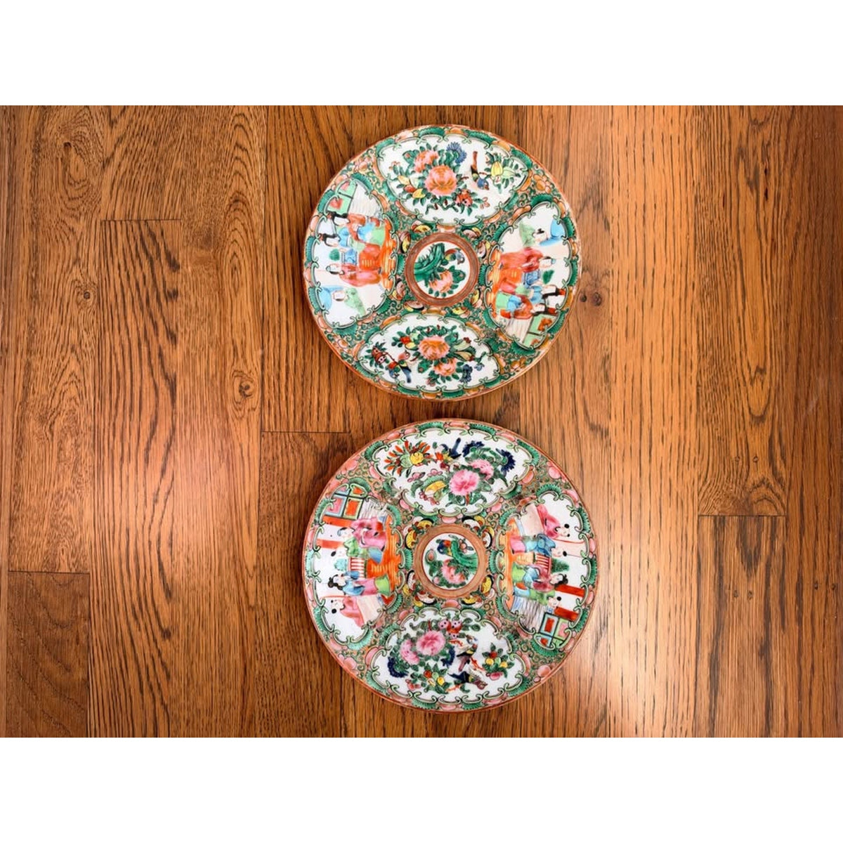 Chinese Export Famille Rose Medallion Porcelain Plate Pair 7" $100 a pair