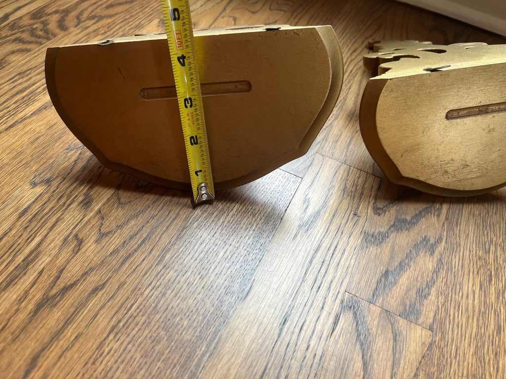 Pair Vintage Syroco Wood Gold Wall Shelve, Hollywood Regency