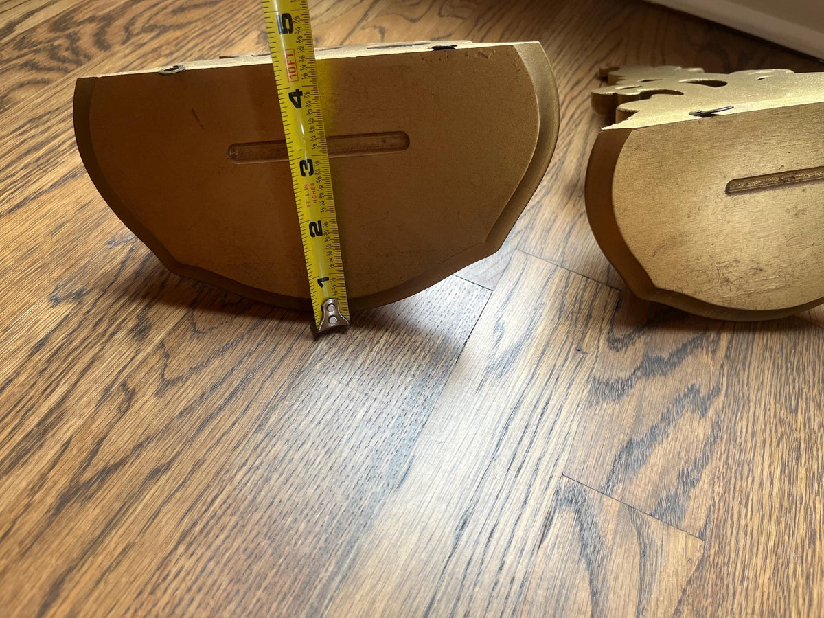 Pair Vintage Syroco Wood Gold Wall Shelve, Hollywood Regency