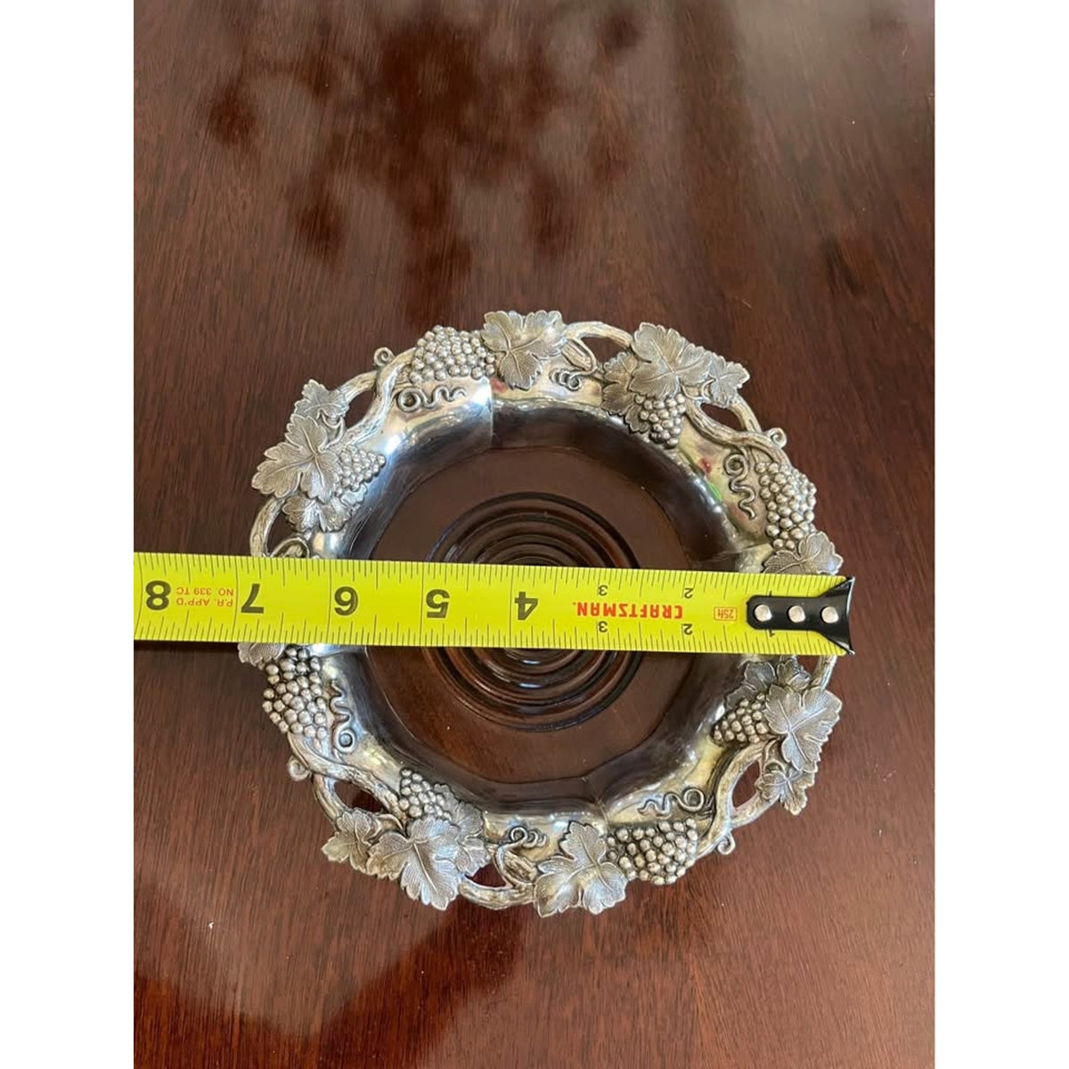 Silver & Wood Wine Bottle Coaster