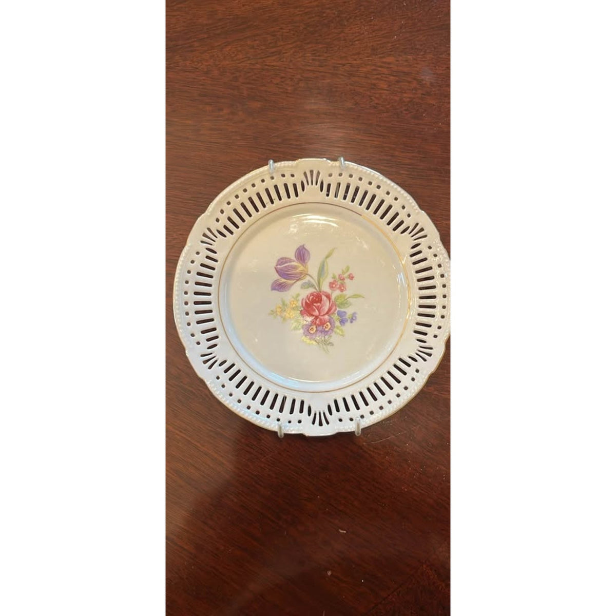 Vintage Schumann Arzberg Germany Reticulated Floral Porcelain Plate