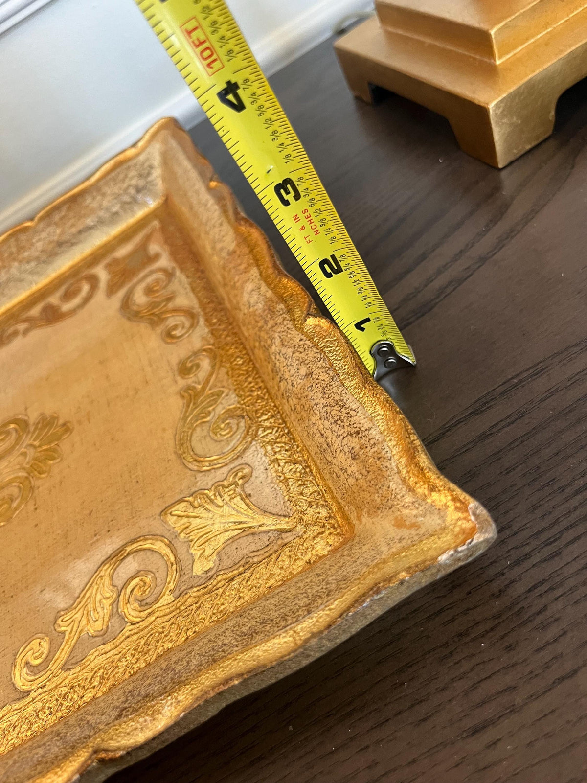 Vintage Florentine Style Gold White Decorative Tray