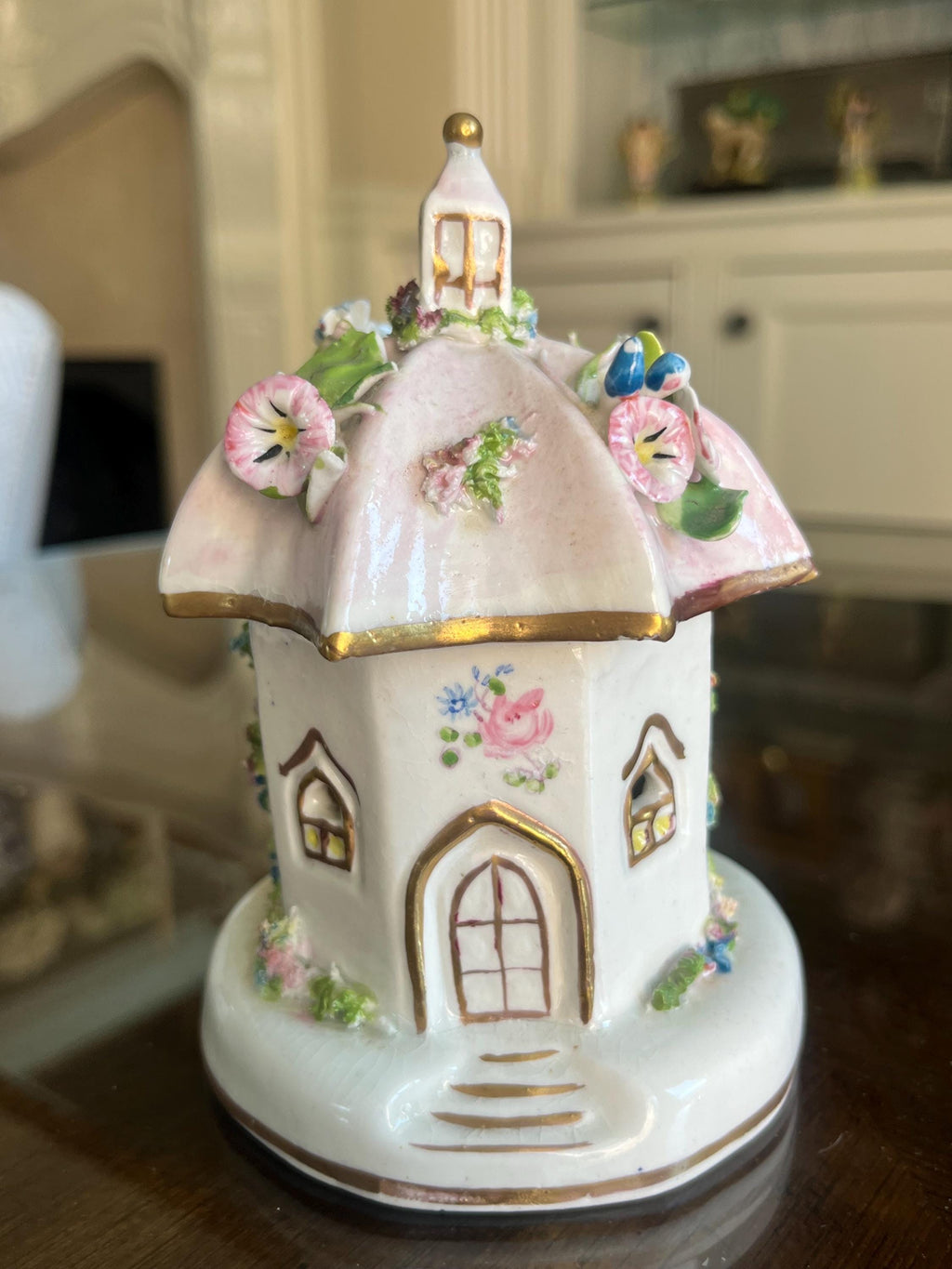 Vintage Staffordshire-Style Porcelain Cottage Pastille Burner