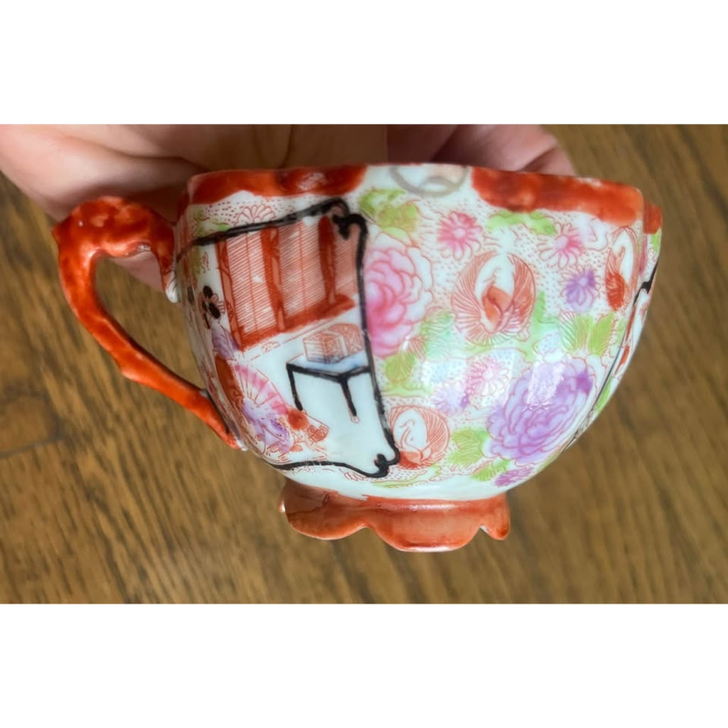 Vintage Japanese Kutani  Geisha Girl Porcelain Cup & Saucer Set