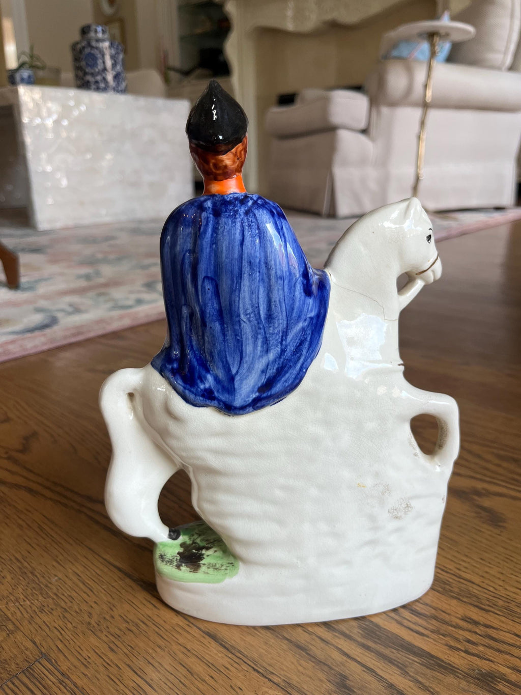 Antique Staffordshire Wellington Horse & Rider Figure