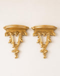 Pair Vintage Syroco Wood Gold Wall Shelve, Hollywood Regency
