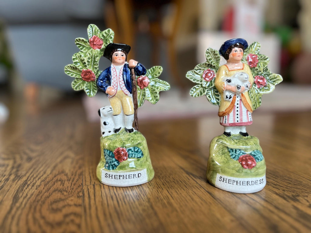 Charming Vintage Staffordshire Shepherd & Shepherdess Pair