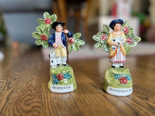 Charming Vintage Staffordshire Shepherd & Shepherdess Pair