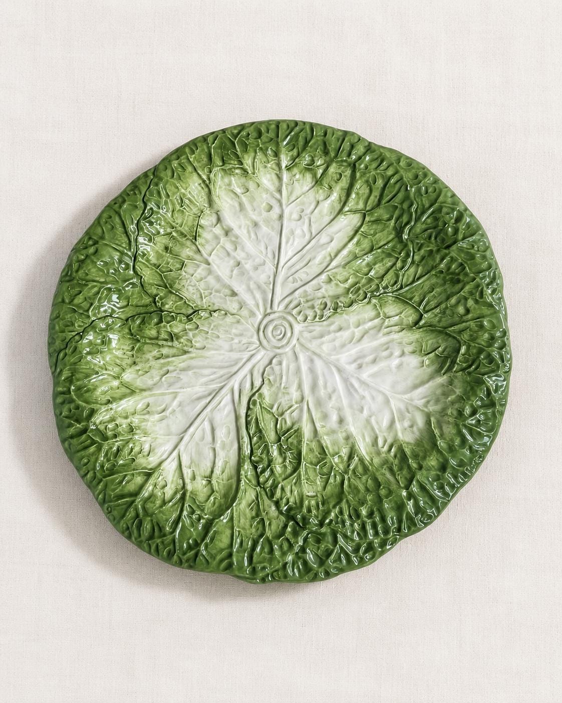 Vintage Green Cabbage Leaf Platter