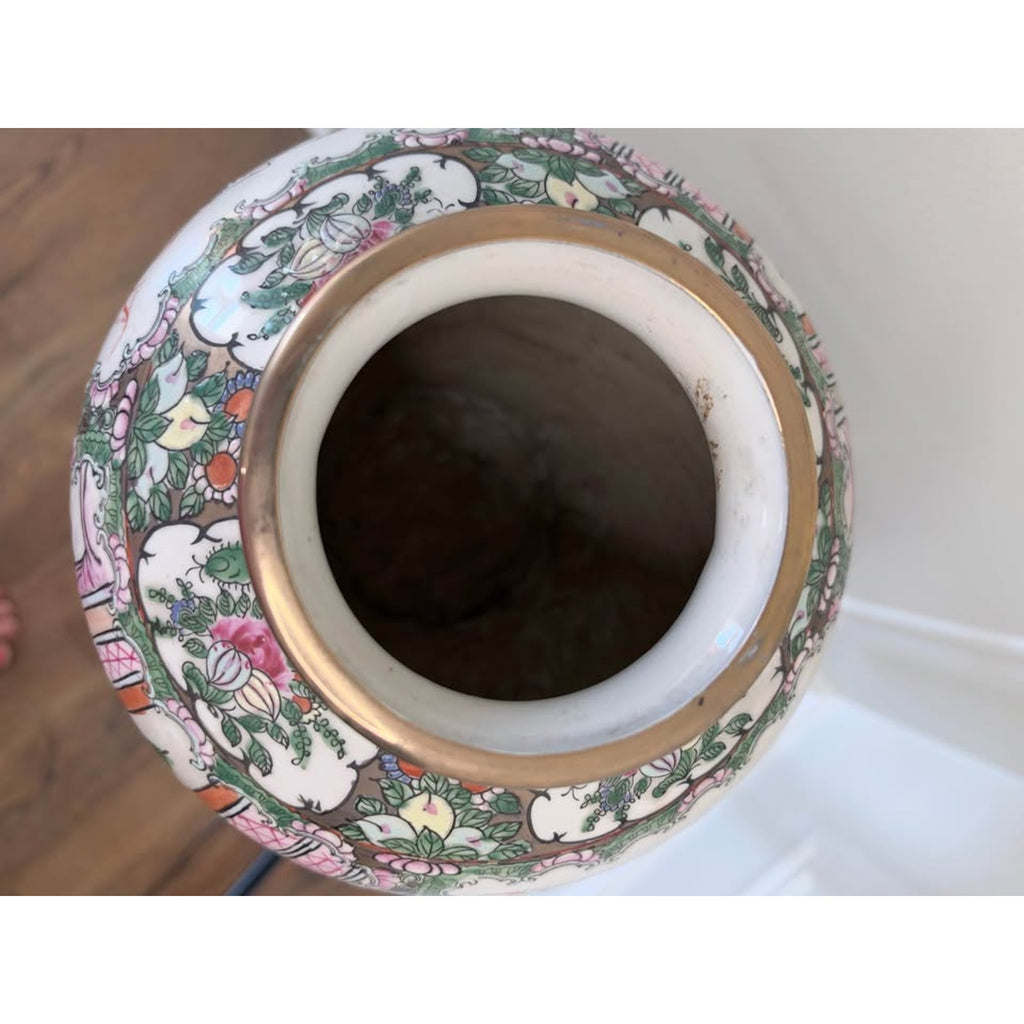 Vintage Chinese Famille Rose Porcelain Vase with Bird & Floral Motif