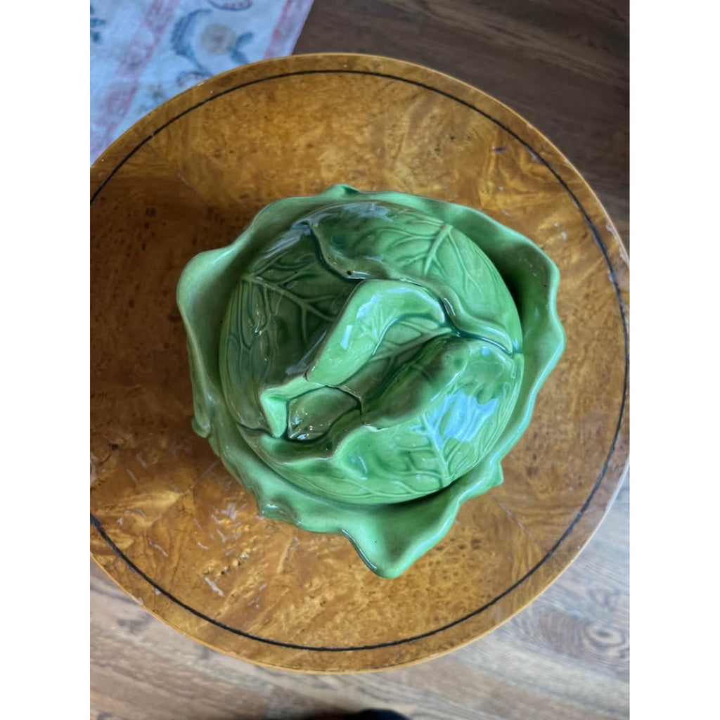 Precious Vintage Holland Mold Green Cabbage Covered Serving Bowl