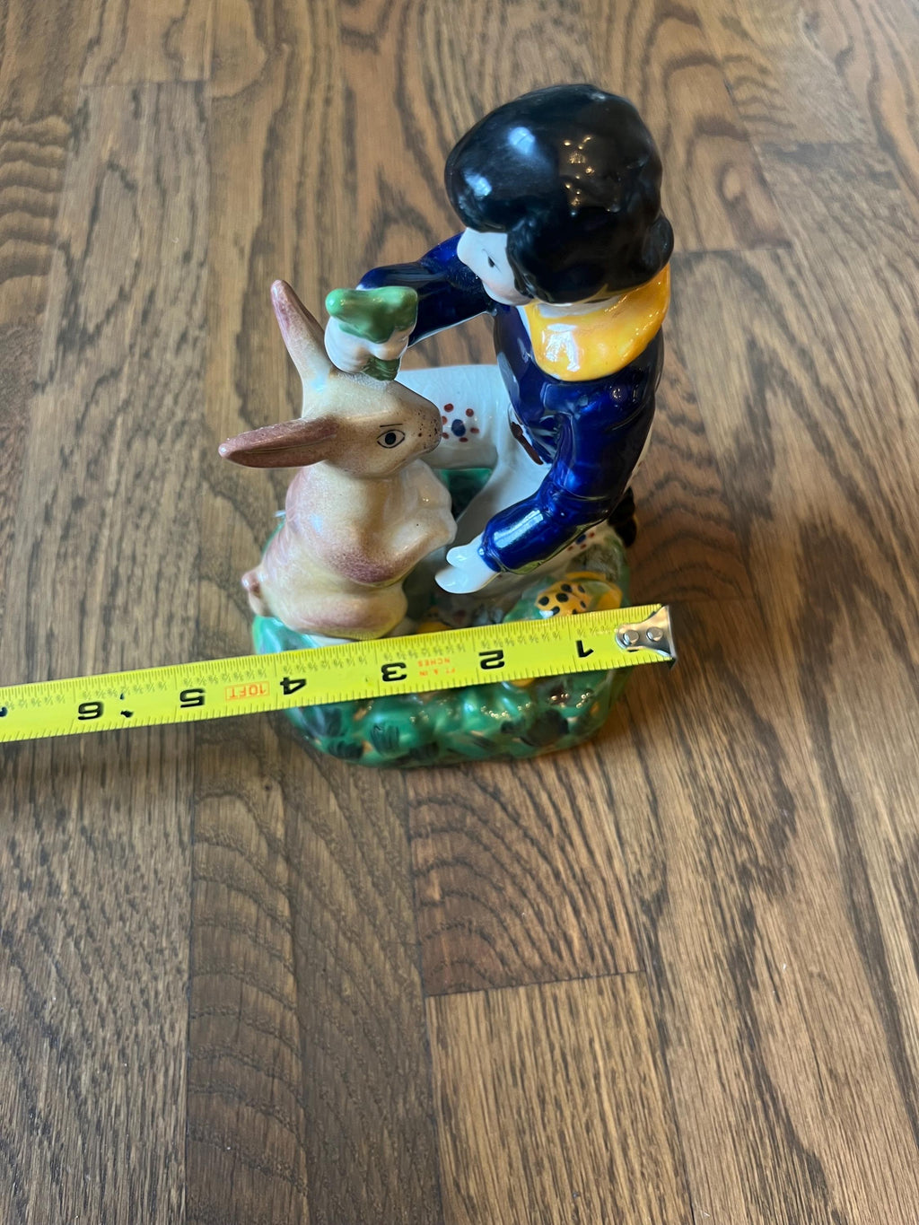 Vintage Staffordshire Style Boy & Rabbit Ceramic Figurine
