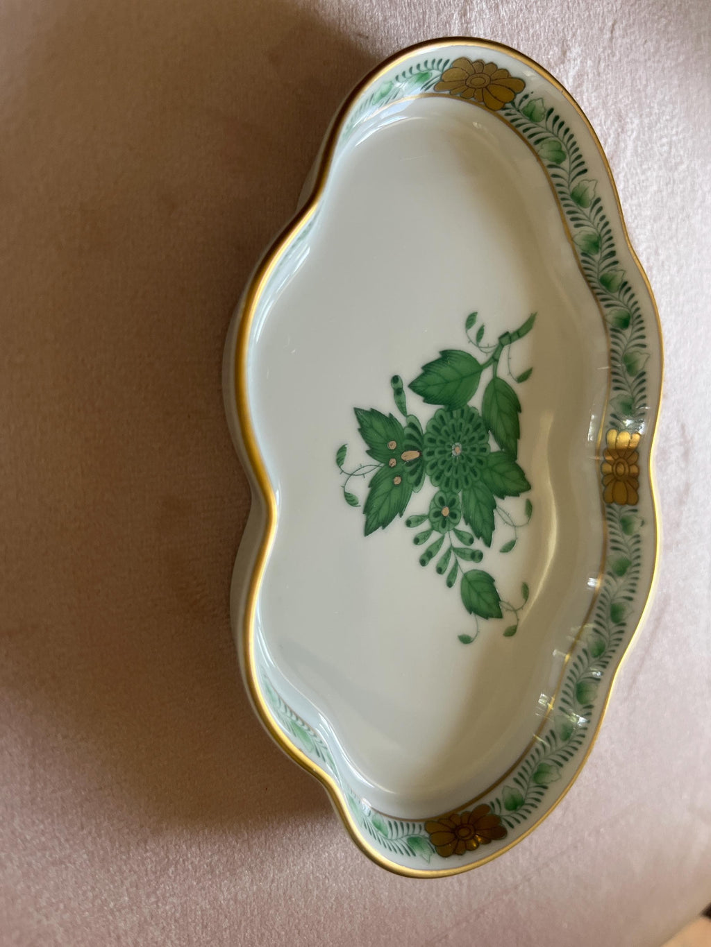 Herend Green Chinese Bouquet Porcelain Dish, Hungary