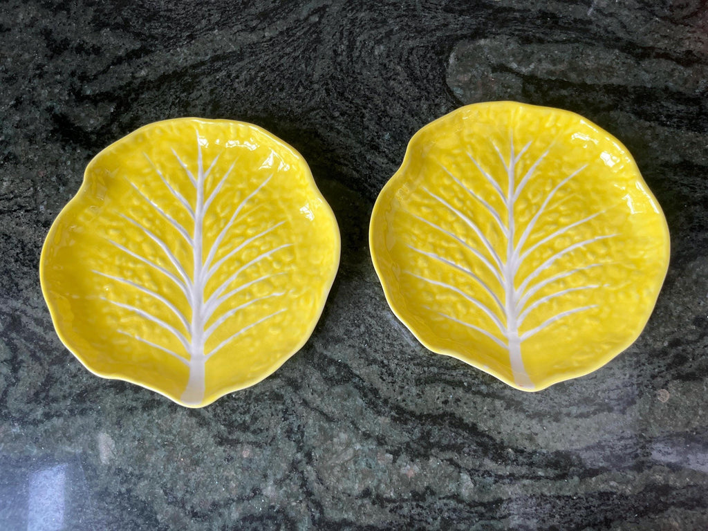 Pair of Vintage SECLA Portugal Yellow Cabbage Leaf Plates