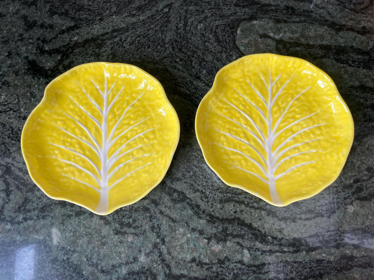 Pair of Vintage SECLA Portugal Yellow Cabbage Leaf Plates