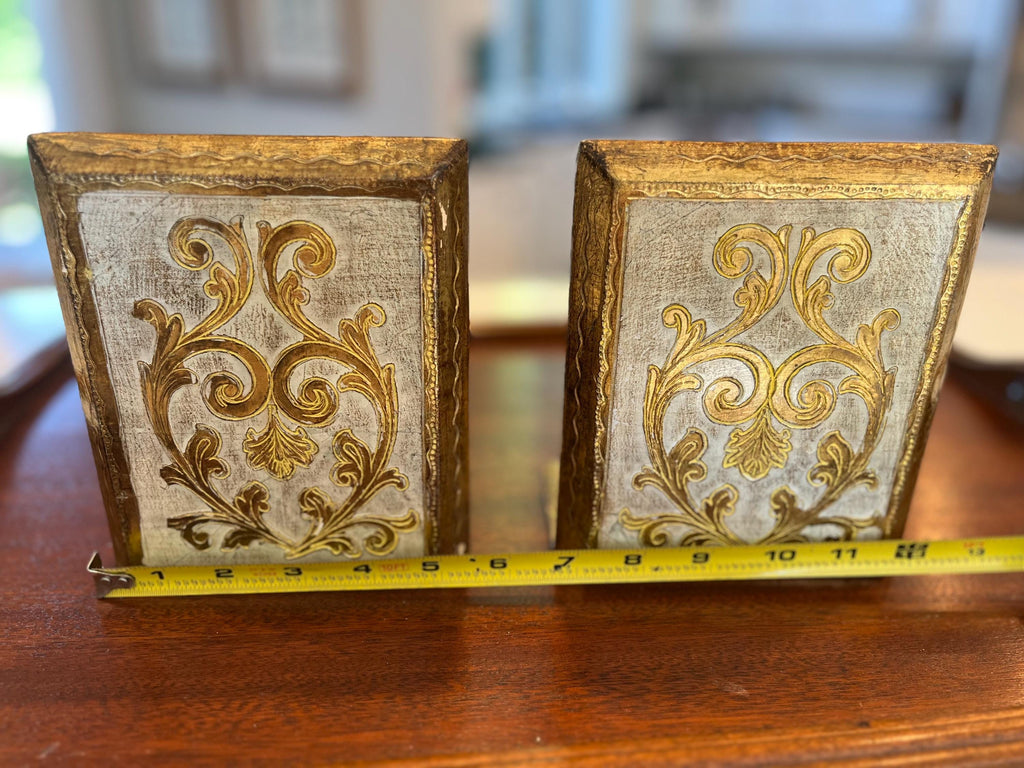 Pair Italian Florentine Gilt Wood Bookends