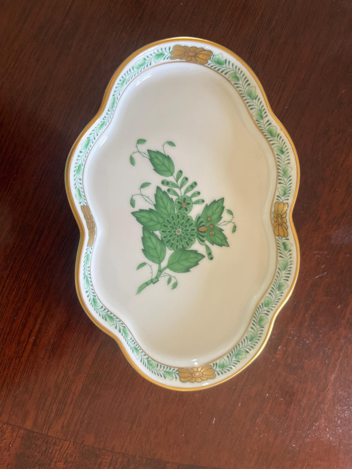 Herend Green Chinese Bouquet Porcelain Dish, Hungary