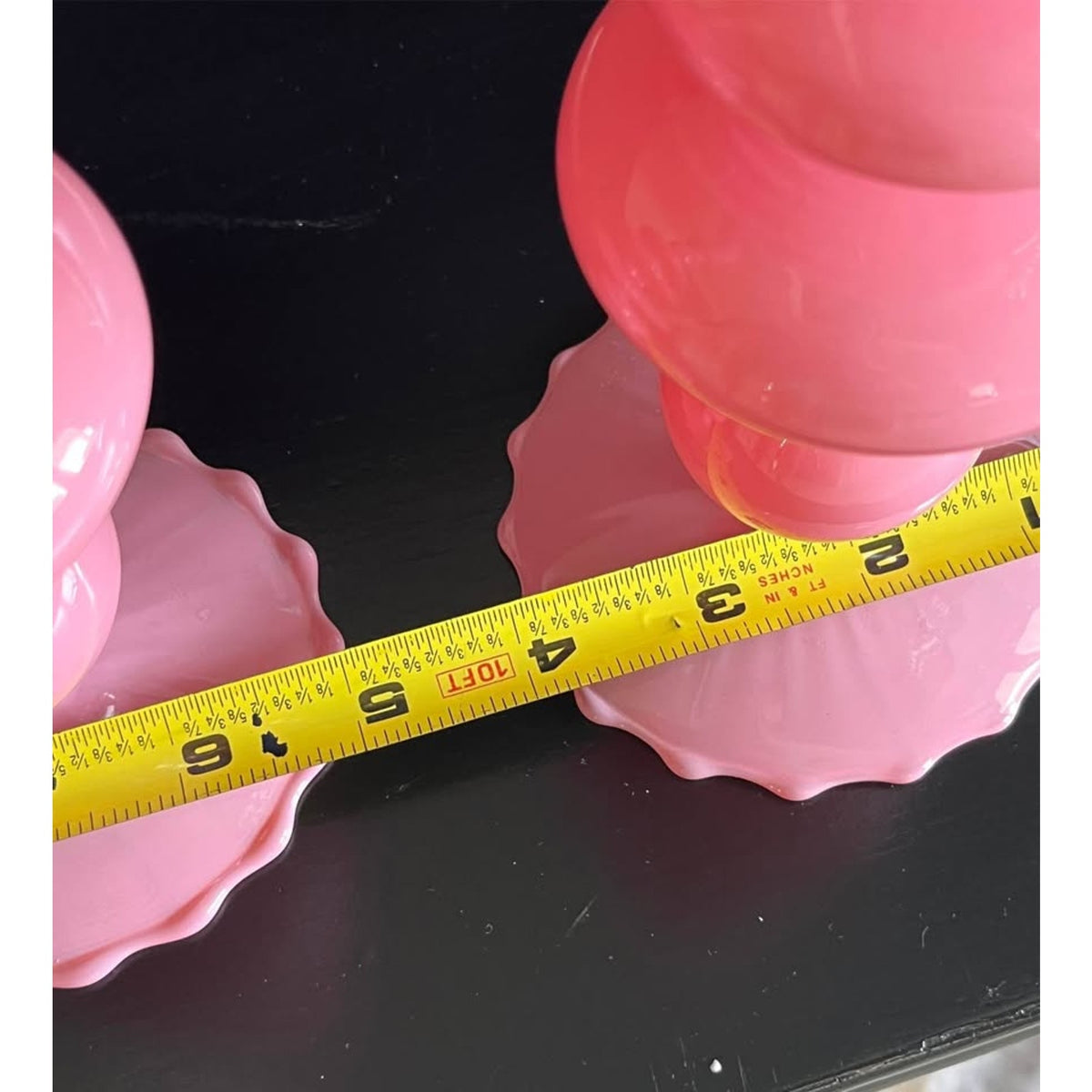 Pair of Pink Glass Candlesticks