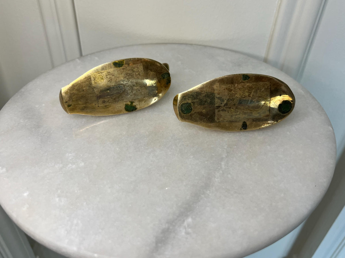 Aged Brass Duck Figurines Pair | Vintage Animal Decor (4.5" Long)