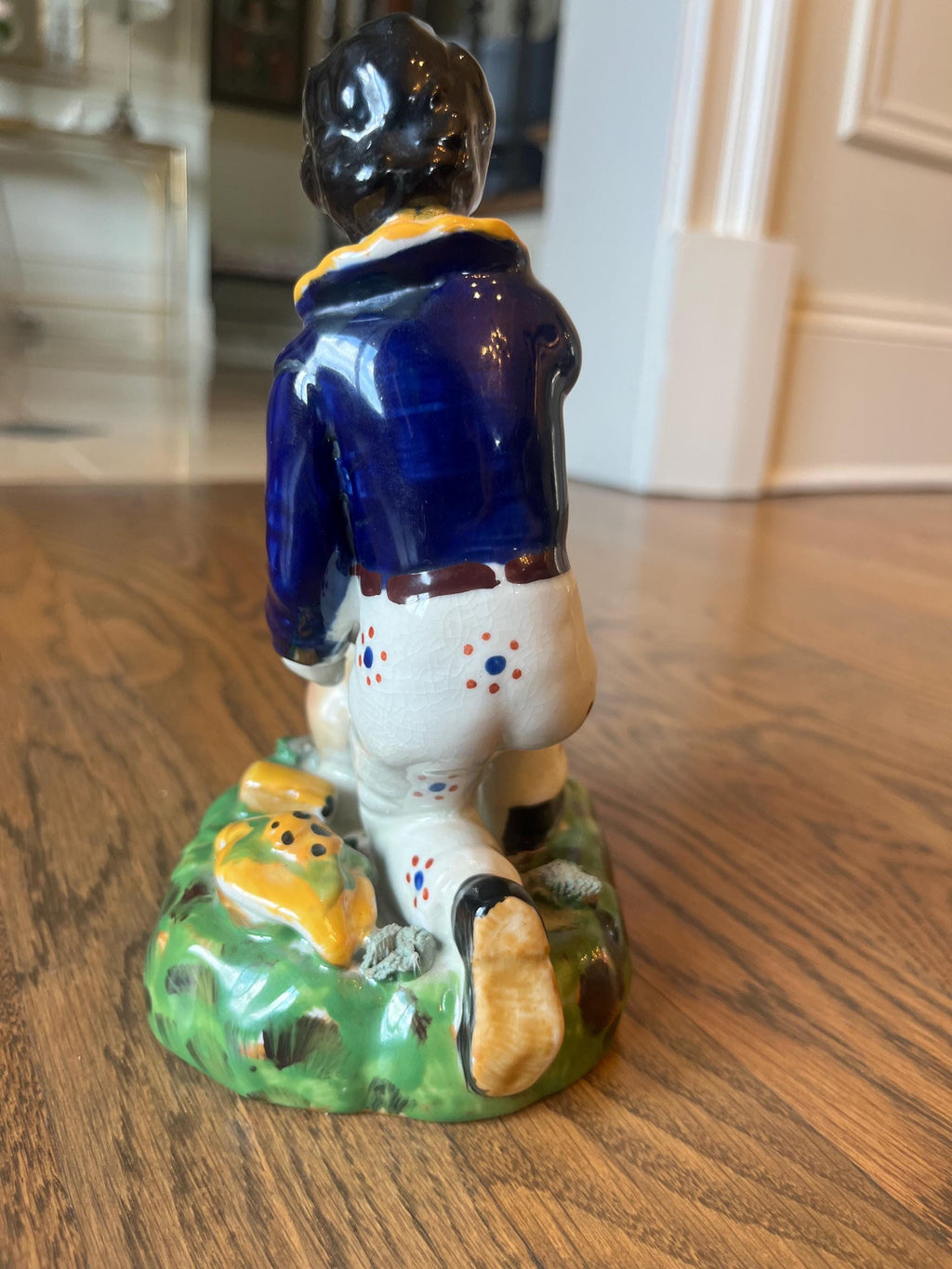 Vintage Staffordshire Style Boy & Rabbit Ceramic Figurine
