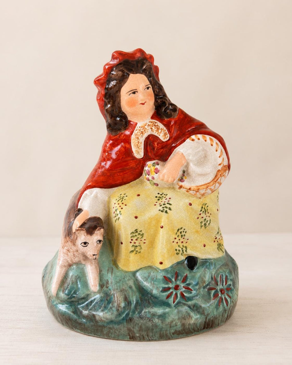 Vintage Staffordshire Style Little Red Riding Hood Ceramic Figurine